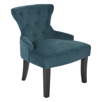 OSP Home Furnishings CVS26-V14 Curves Hour Glass Accent Chair in Azure Velvet Fabric with Espresso Legs